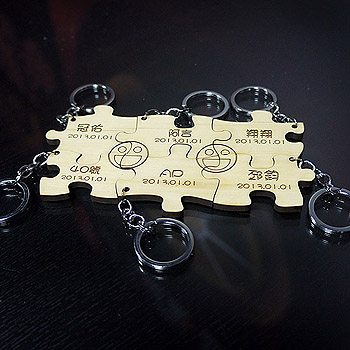 原木拼圖鑰匙圈組(6入)